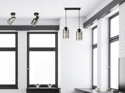 Pakabinamas lubinis šviestuvas juodas stiklinis Glass Tube 535-BZ2 LED E27