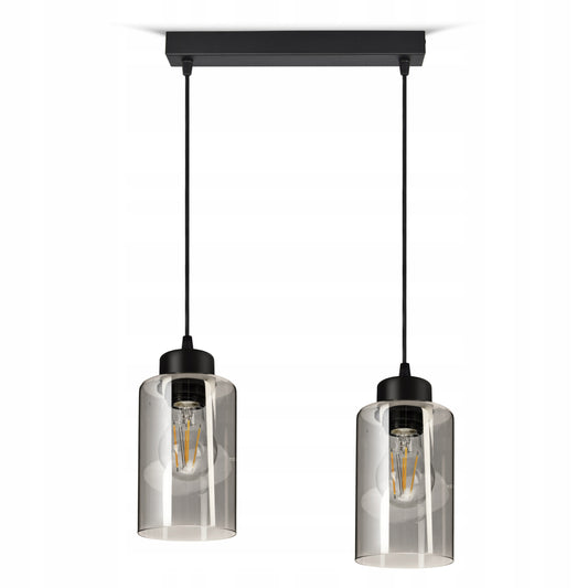 Pakabinamas lubinis šviestuvas juodas stiklinis Glass Tube 535-BZ2 LED E27