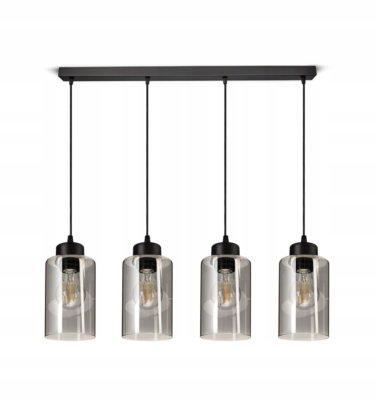 Juodas kabantis lubinis šviestuvas (liustra) su stiklo vamzdžiu 535-BZ4 LED E27