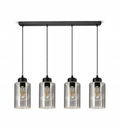 Juodas kabantis lubinis šviestuvas (liustra) su stiklo vamzdžiu 535-BZ4 LED E27