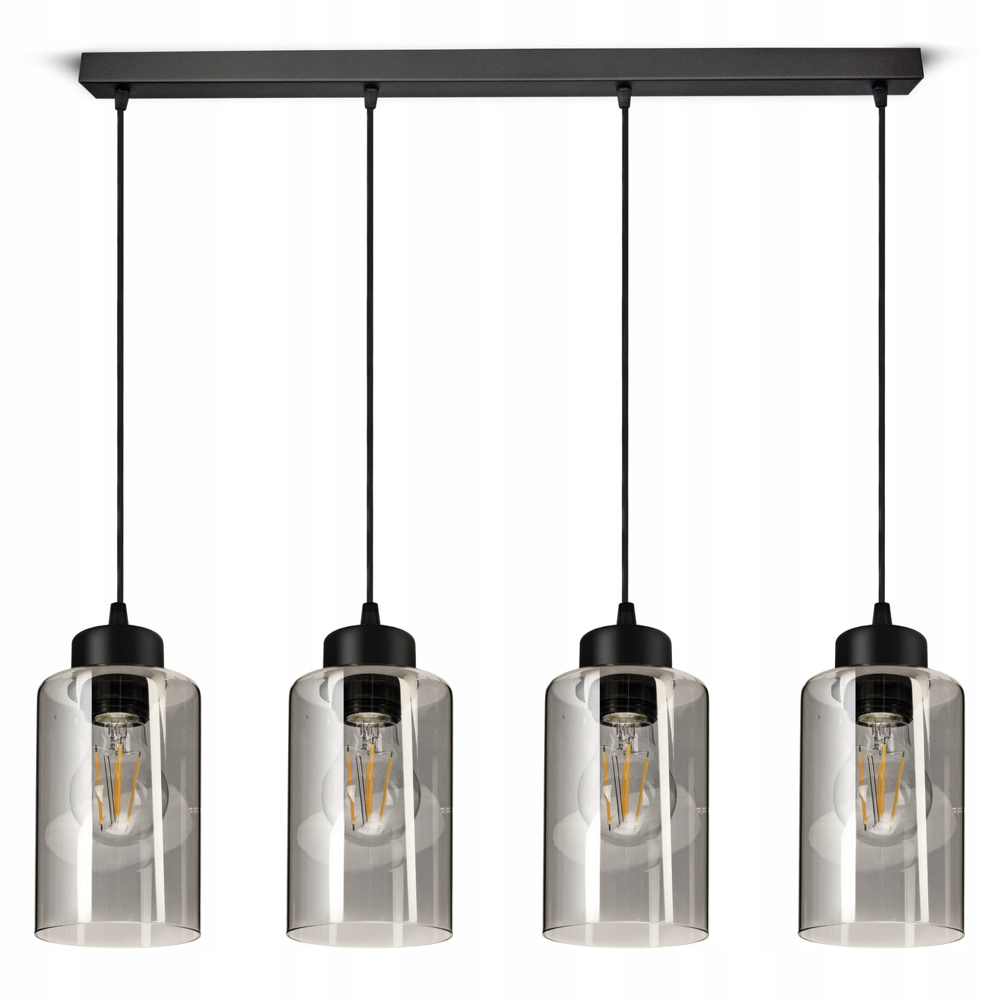 Juodas kabantis lubinis šviestuvas (liustra) su stiklo vamzdžiu 535-BZ4 LED E27