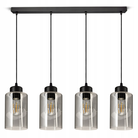Juodas kabantis lubinis šviestuvas (liustra) su stiklo vamzdžiu 535-BZ4 LED E27