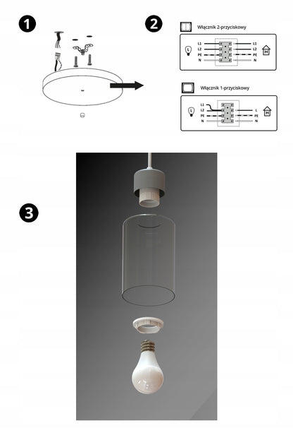 Pakabinamas lubinis šviestuvas liustra juodas stiklinis Glass Tube 535-EZ3 LED E27
