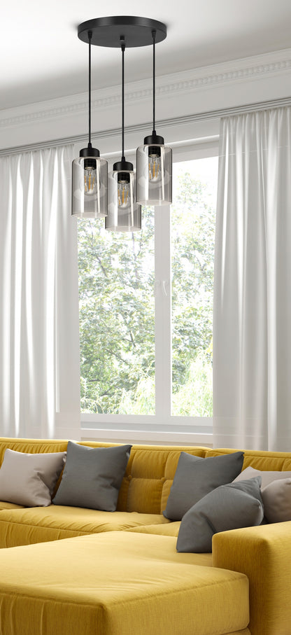 Pakabinamas lubinis šviestuvas liustra juodas stiklinis Glass Tube 535-EZ3 LED E27