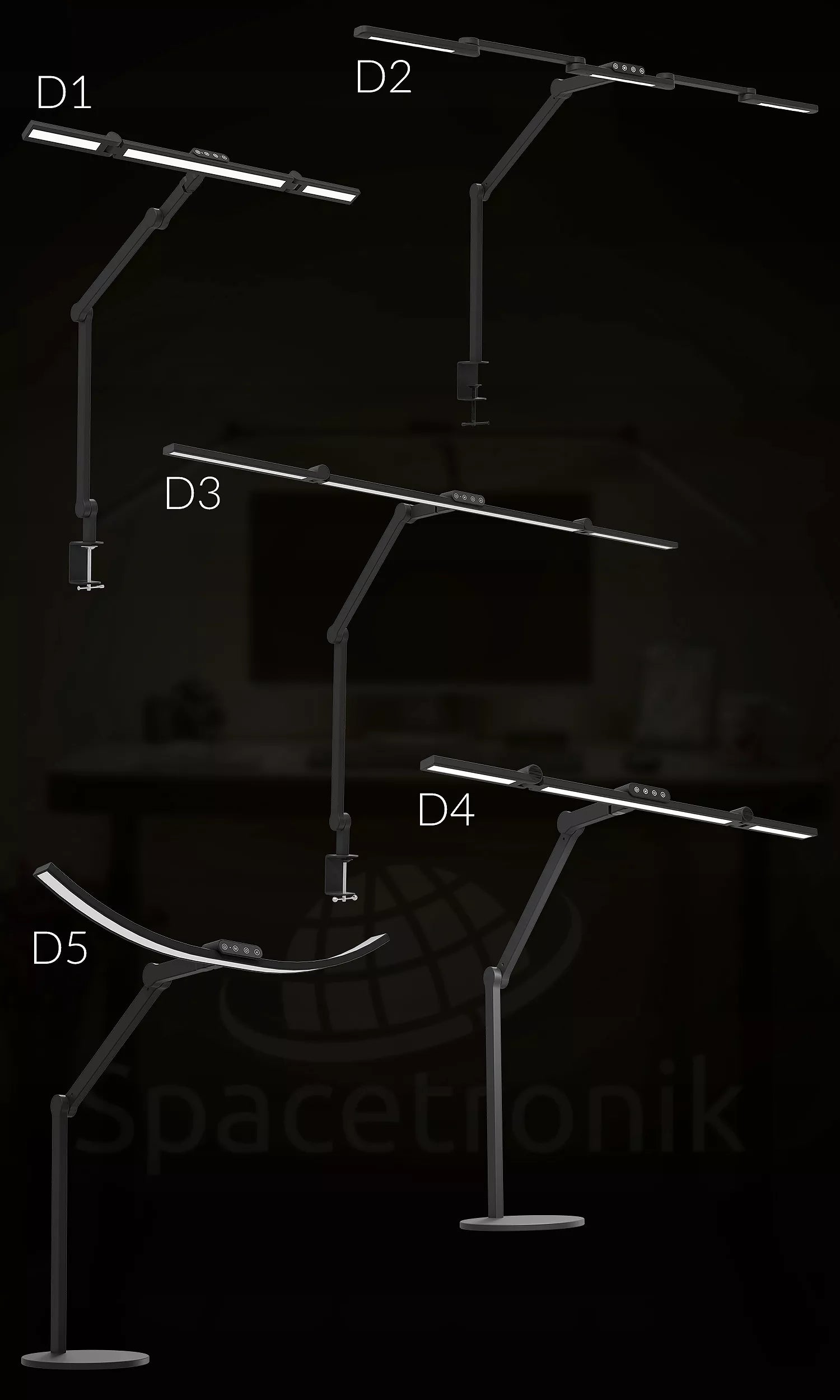 LED stalioninė bešešėlinė darbinė lempa su šviesos ir spalvos temperatūros reguliavimu Glow D2