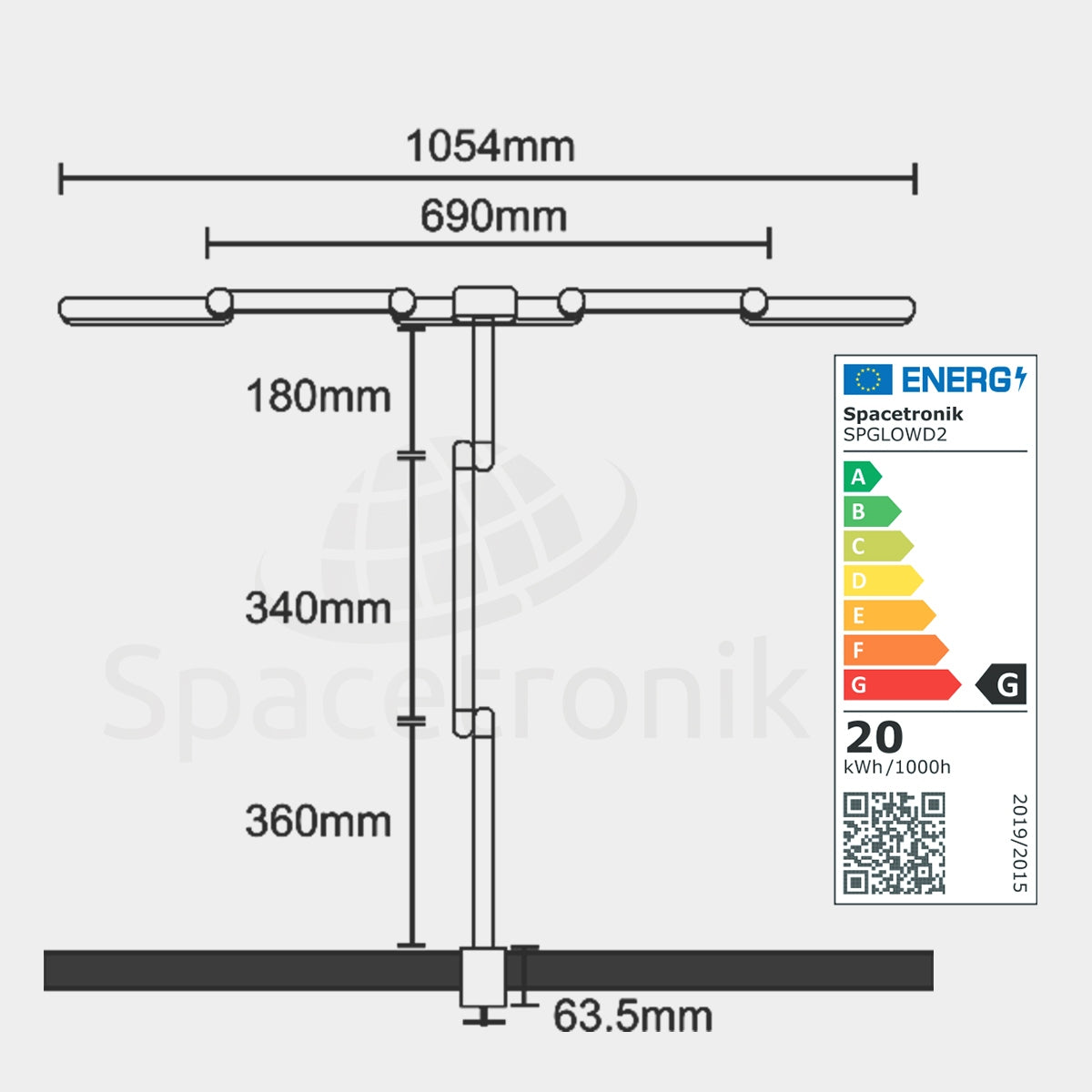 LED stalioninė bešešėlinė darbinė lempa su šviesos ir spalvos temperatūros reguliavimu Glow D2