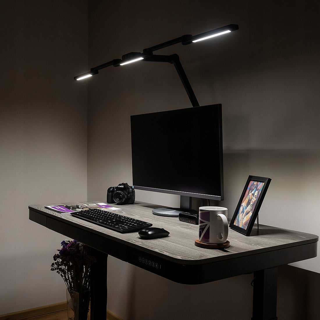 LED stalioninė bešešėlinė darbinė lempa su šviesos ir spalvos temperatūros reguliavimu Glow D2