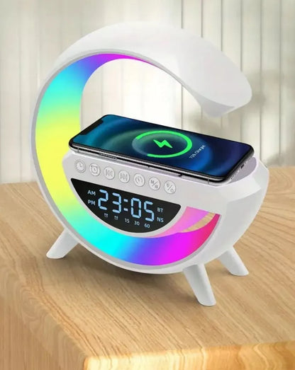 LED RGB Stalo Lempa Garsiakalbis Įkroviklis Indukcinis QI Laikrodis Žadintuvas Radijas