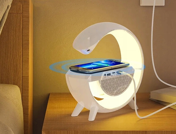 LED RGB Stalo Lempa Garsiakalbis Įkroviklis Indukcinis QI Laikrodis Žadintuvas Radijas