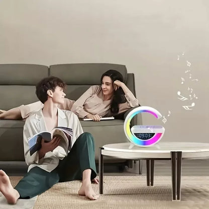 LED RGB Stalo Lempa Garsiakalbis Įkroviklis Indukcinis QI Laikrodis Žadintuvas Radijas