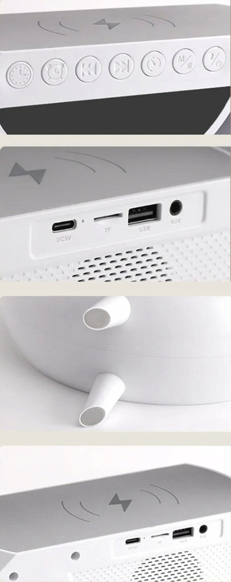 LED RGB Stalo Lempa Garsiakalbis Įkroviklis Indukcinis QI Laikrodis Žadintuvas Radijas