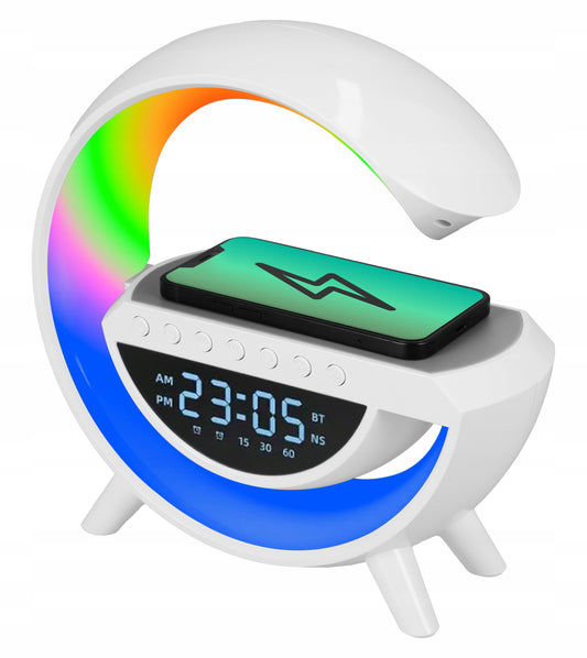 LED RGB Stalo Lempa Garsiakalbis Įkroviklis Indukcinis QI Laikrodis Žadintuvas Radijas