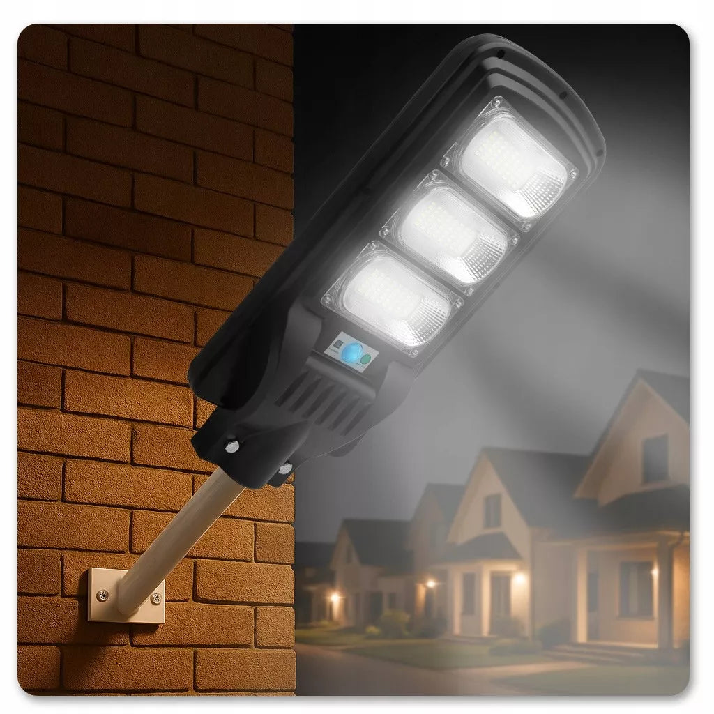 Solarna lampa LED ogrodowa uliczna latarnia z czujnikiem ruchu i zmierzchu 300W