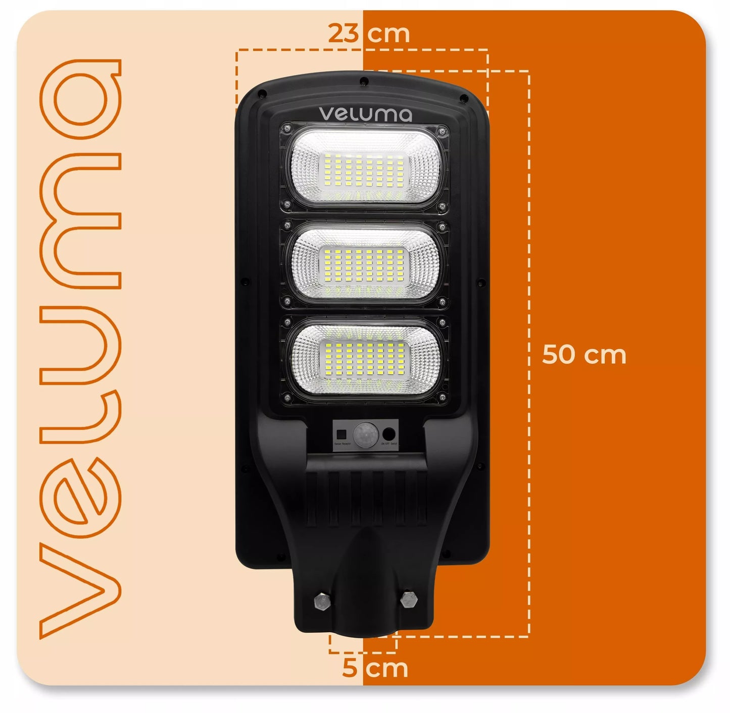 Solarna lampa LED ogrodowa uliczna latarnia z czujnikiem ruchu i zmierzchu 300W