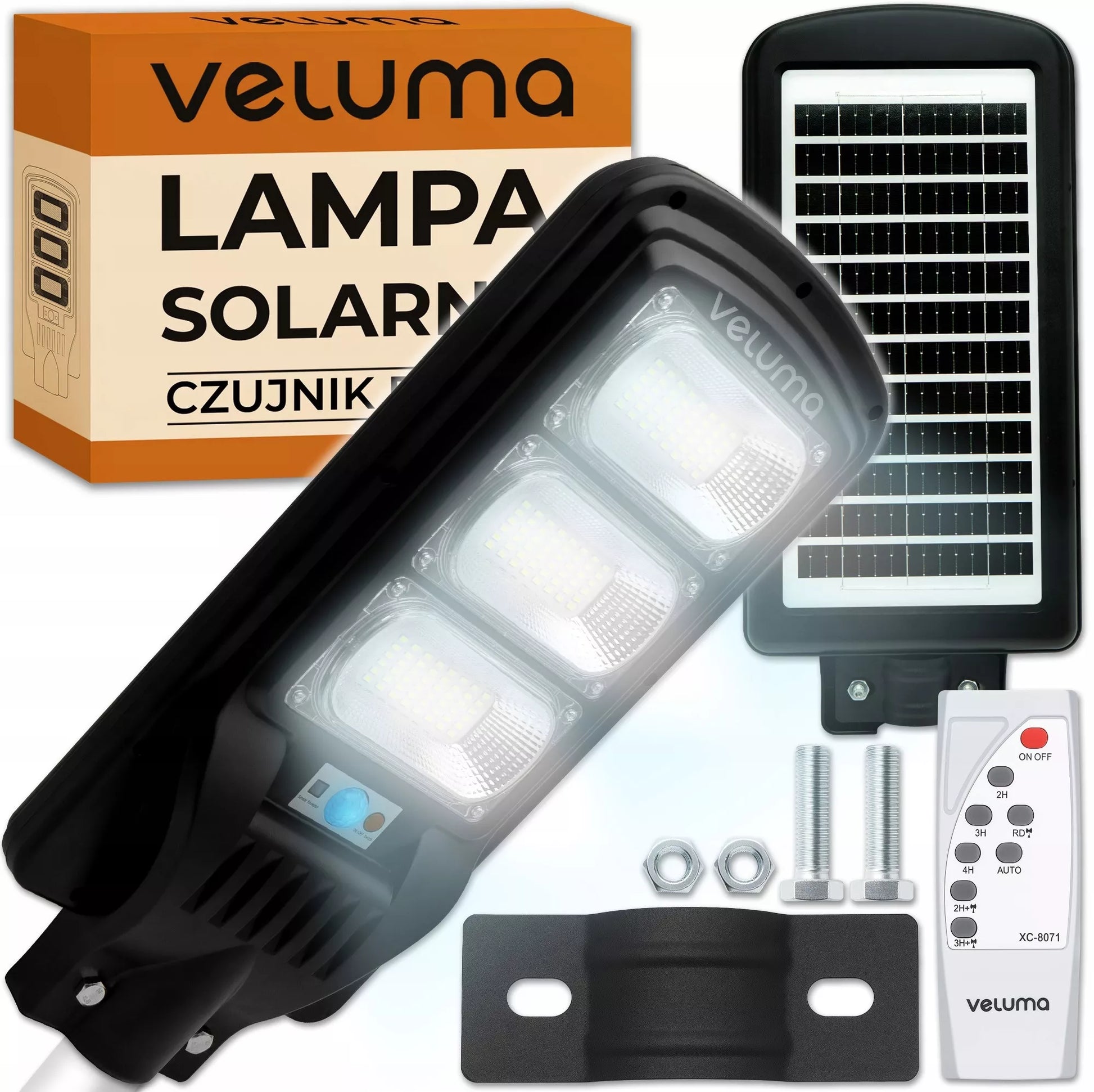 Solarna lampa LED ogrodowa uliczna latarnia z czujnikiem ruchu i zmierzchu 300W