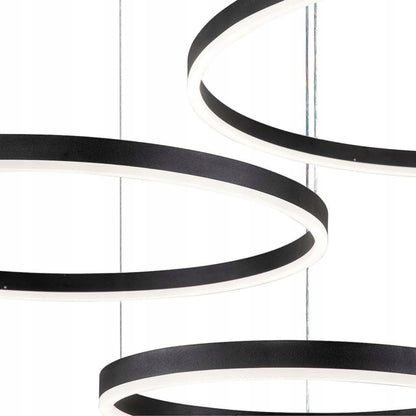Pakabinama lubinė lempa 3 žiedai juoda LED PILOT moderni 40/60/80cm