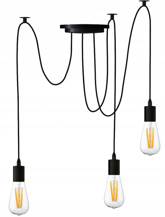 Lubinis pakabinamas šviestuvas "Voras" 3x E27 LED liustra loft SuperLED