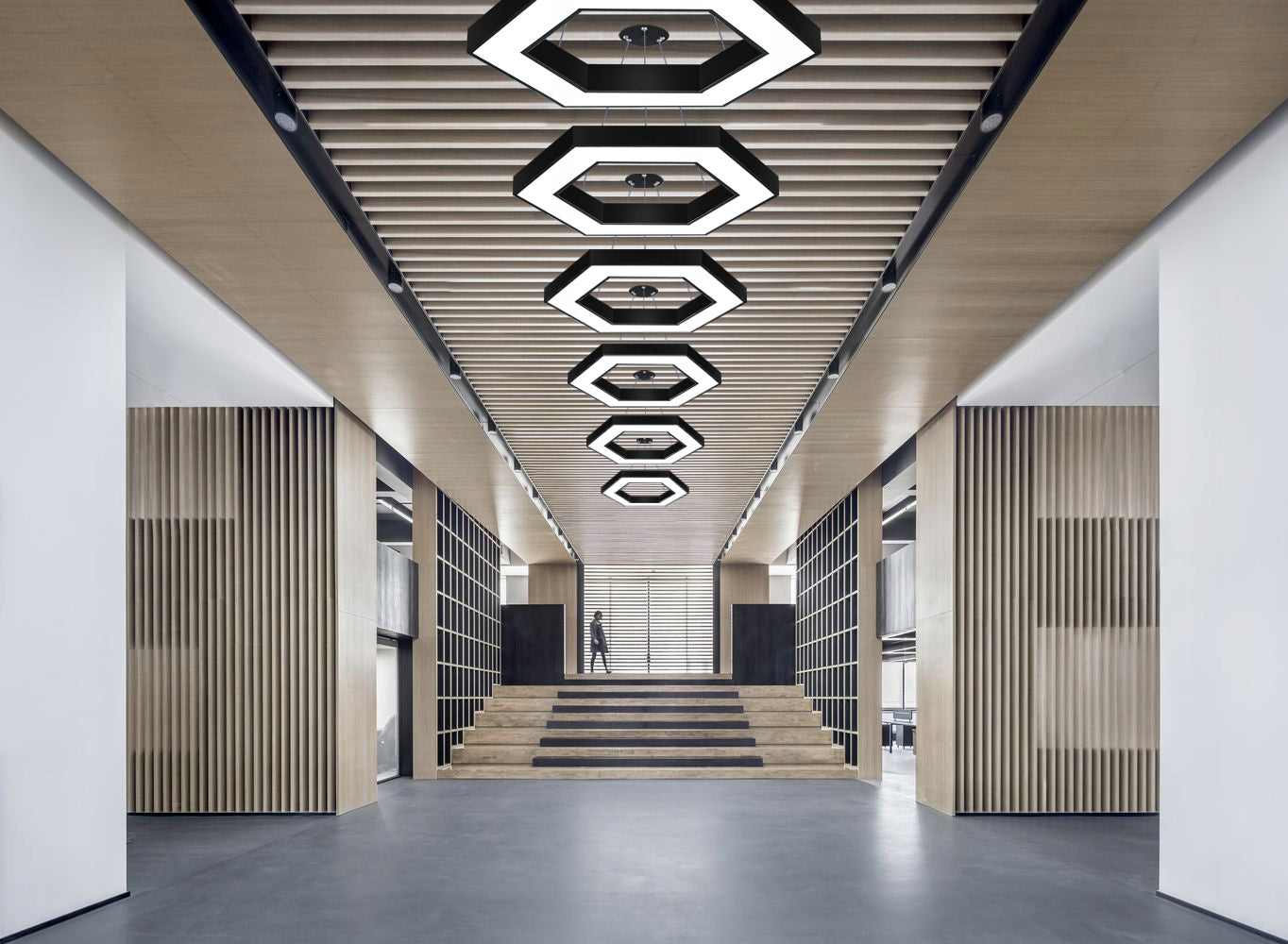 Pakabinamas lubinis LED šviestuvas 80cm Šešiakampis