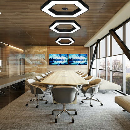 Pakabinamas lubinis LED šviestuvas 80cm Šešiakampis