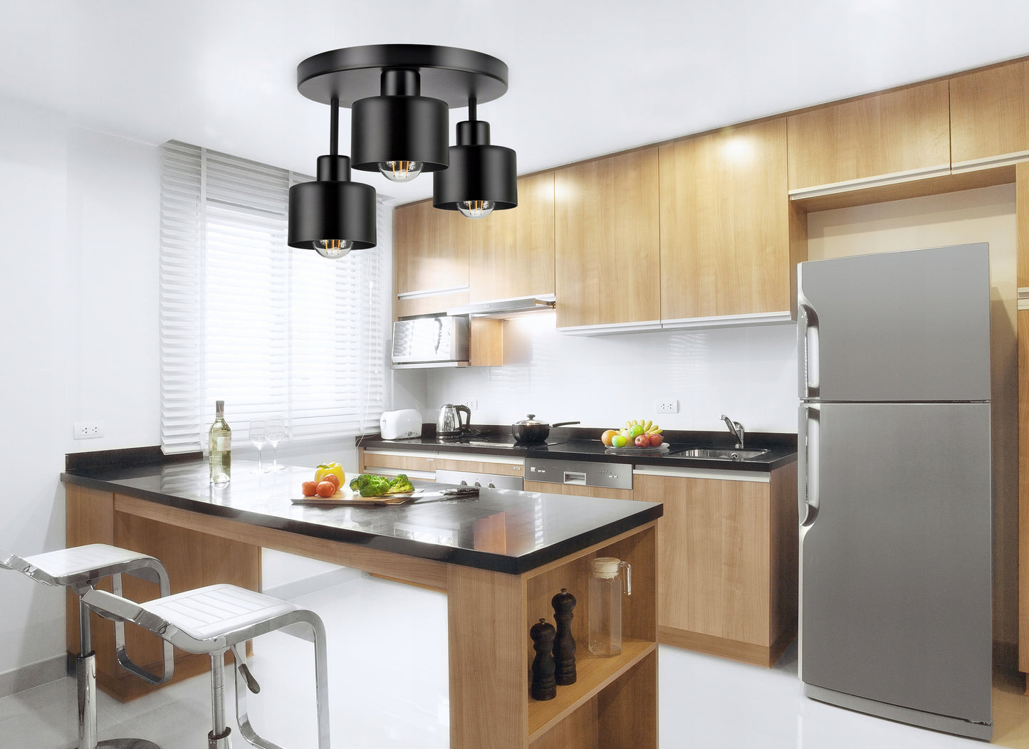 Lubinis šviestuvas Liustra Plafonas Metalinis LOFT LED 3xE27 juodas 382-E3 SPOT