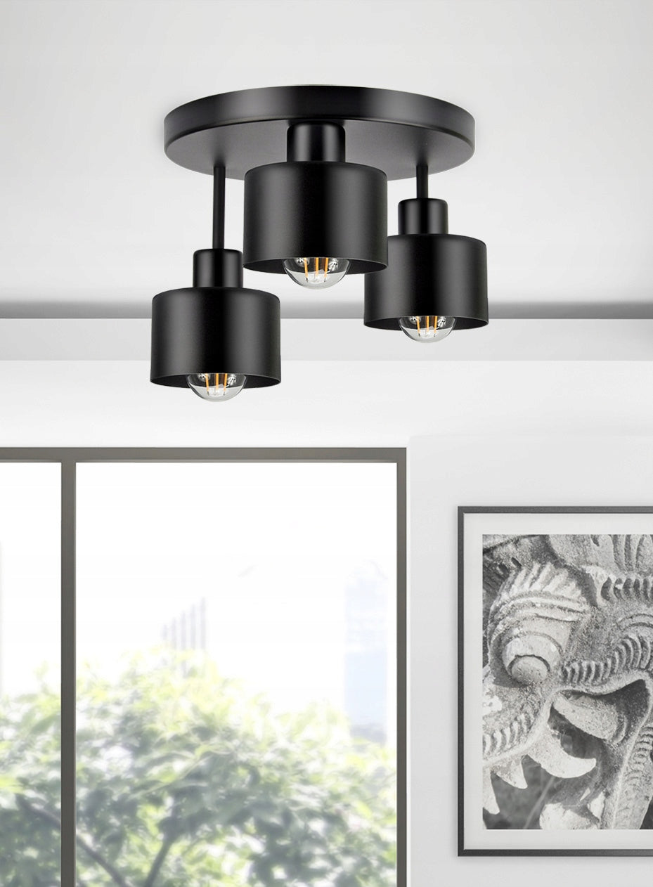 Lubinis šviestuvas Liustra Plafonas Metalinis LOFT LED 3xE27 juodas 382-E3 SPOT