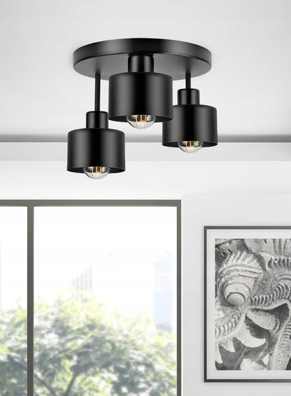 Lubinis šviestuvas Liustra Plafonas Metalinis LOFT LED 3xE27 juodas 382-E3 SPOT