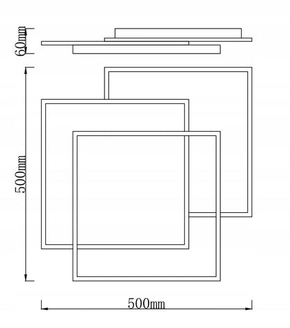 Kabantis šviestuvas PLAFON LED juodas modernus kvadratinis su pulteliu 3 spalvų
