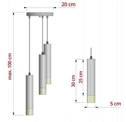 Pakabinamas lubinis šviestuvas vamzdelio formos Kašmyro Smėlio Ekru LED virtuvei, svetainei, virš stalviršio