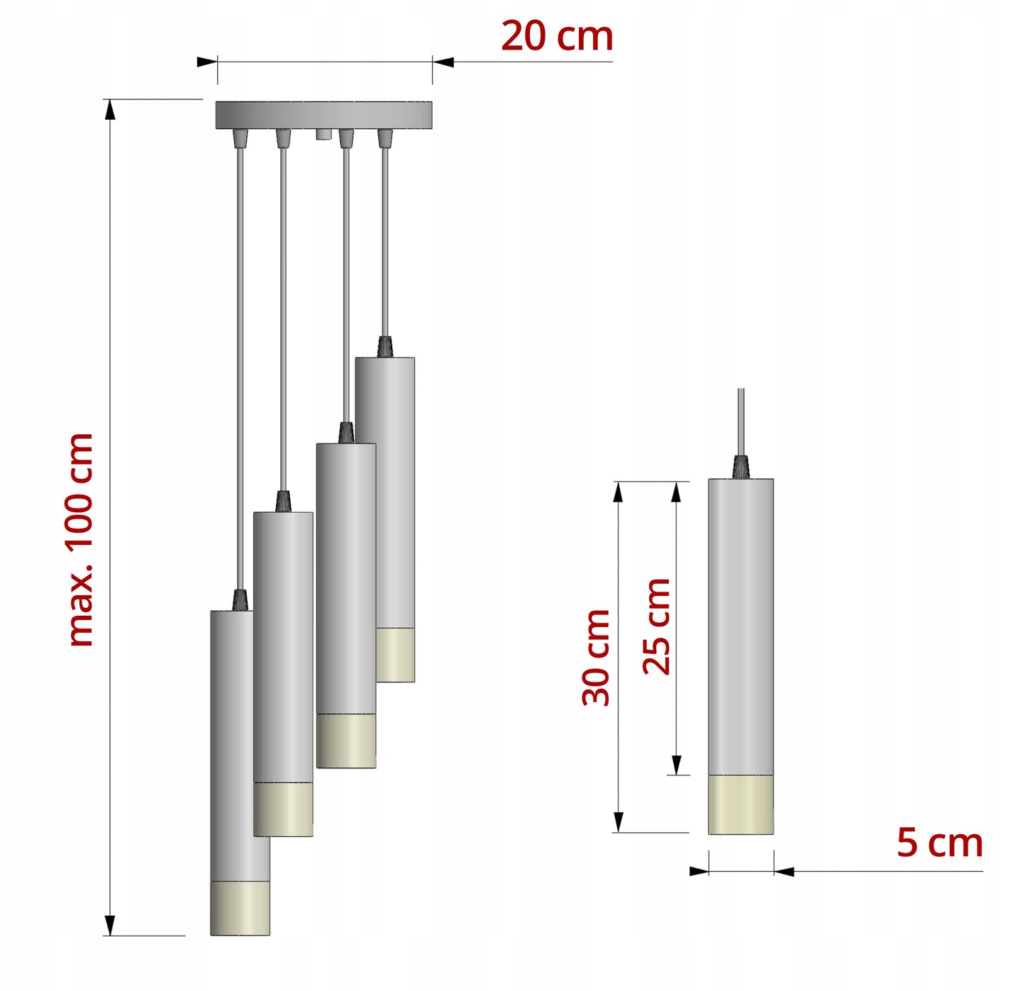 Pakabinamas lubos šviestuvas, vamzdeliai, Kašmyro smėlio spalvos, ekru, LED, virtuvei, svetainei, virš stalviršio
