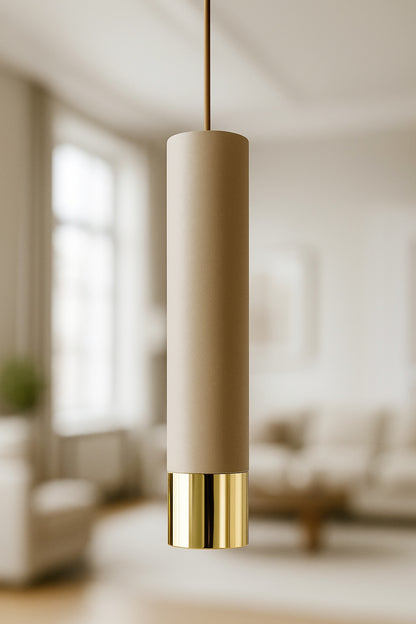 Pakabinamas lubos šviestuvas, vamzdeliai, Kašmyro smėlio spalvos, ekru, LED, virtuvei, svetainei, virš stalviršio