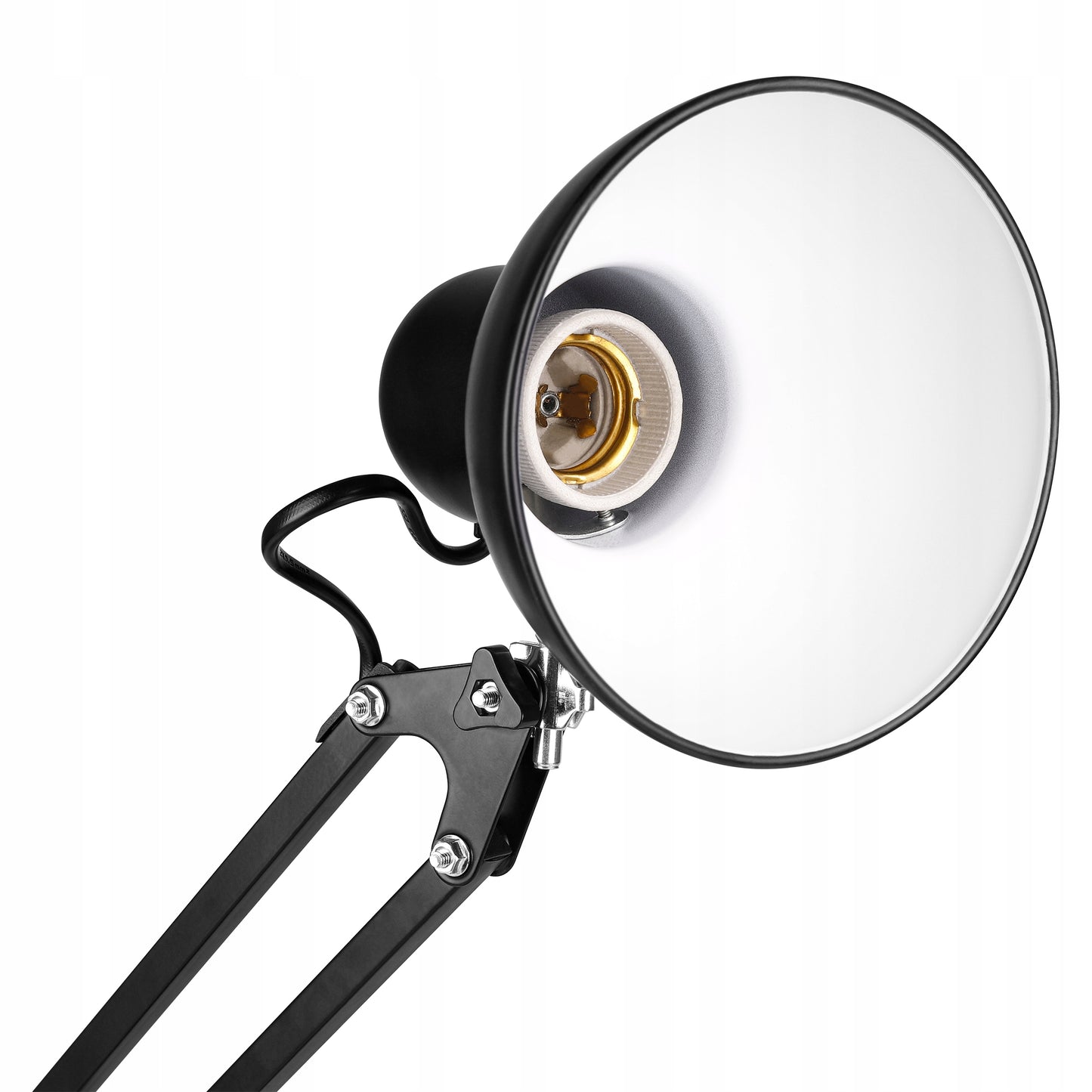 LED stalinė lemputė, skirta braižyti, mokyklai, reguliuojama, juoda, stovinti, E27, su spaustuku