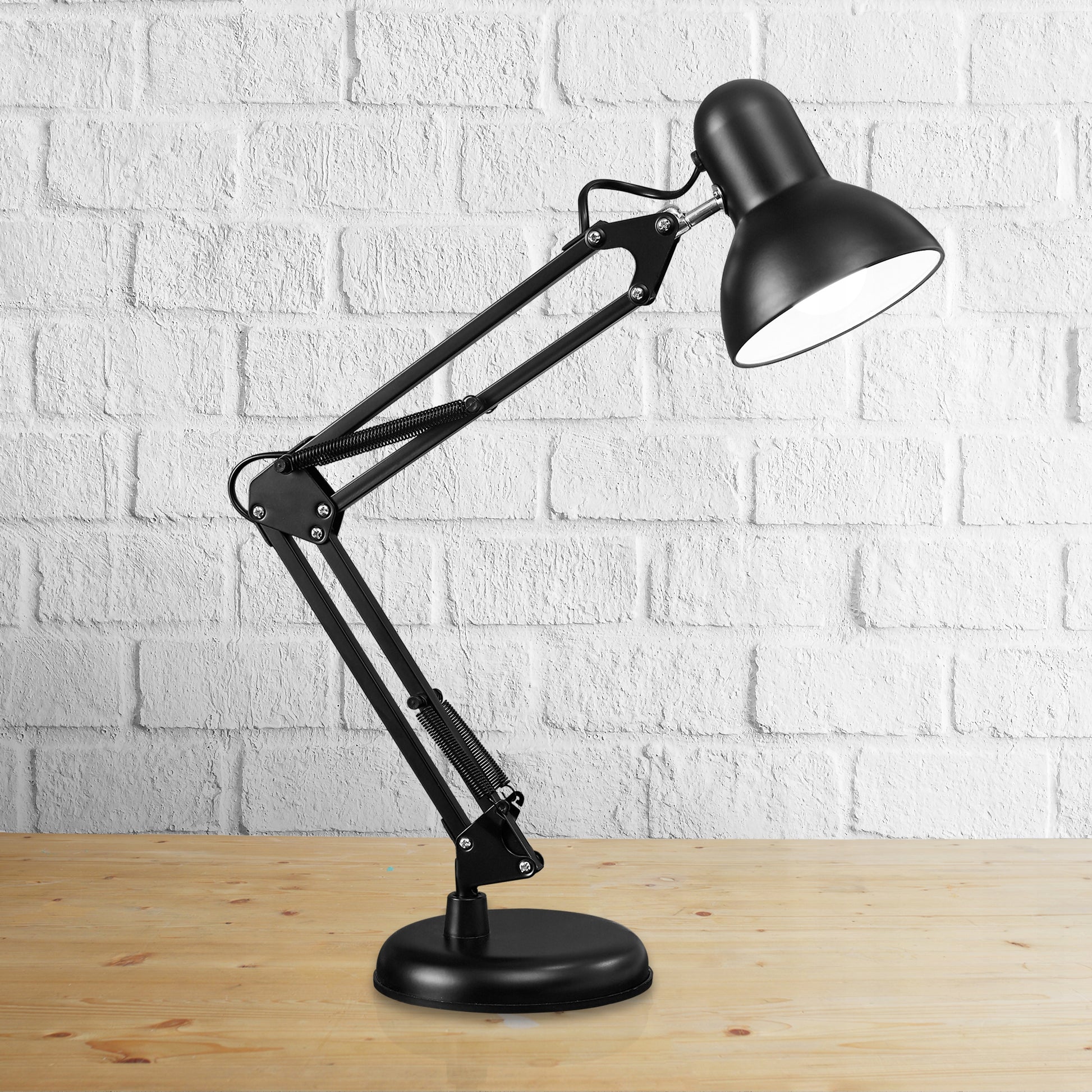 LED stalinė lemputė, skirta braižyti, mokyklai, reguliuojama, juoda, stovinti, E27, su spaustuku