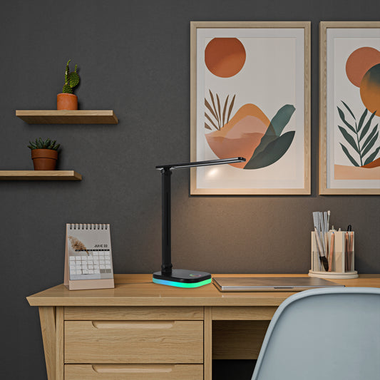 LED stalinė mokyklinė lempa su lietimui jautriu jungikliu, skirta skaitymui ant stalo, reguliuojama + USB