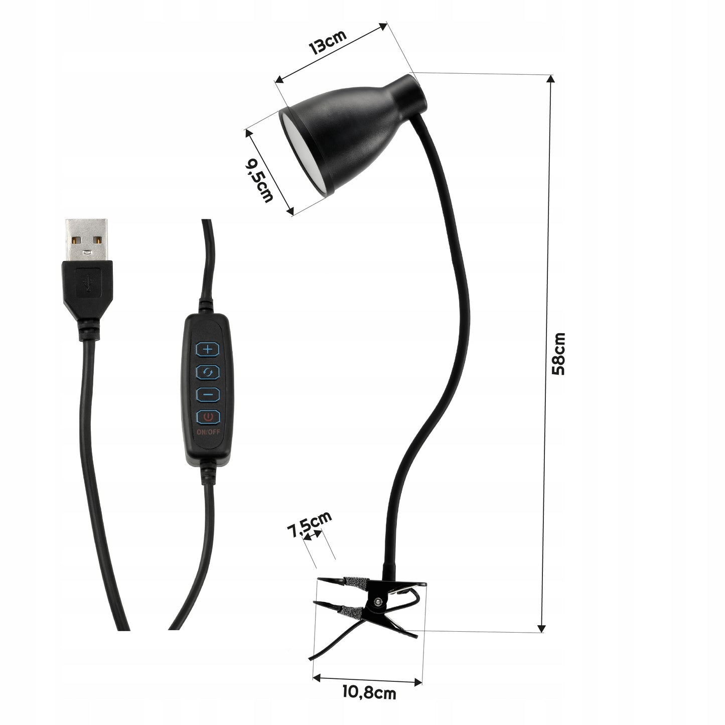 LED stalinė lempa su spaustuku, pritemdoma, 40xLED