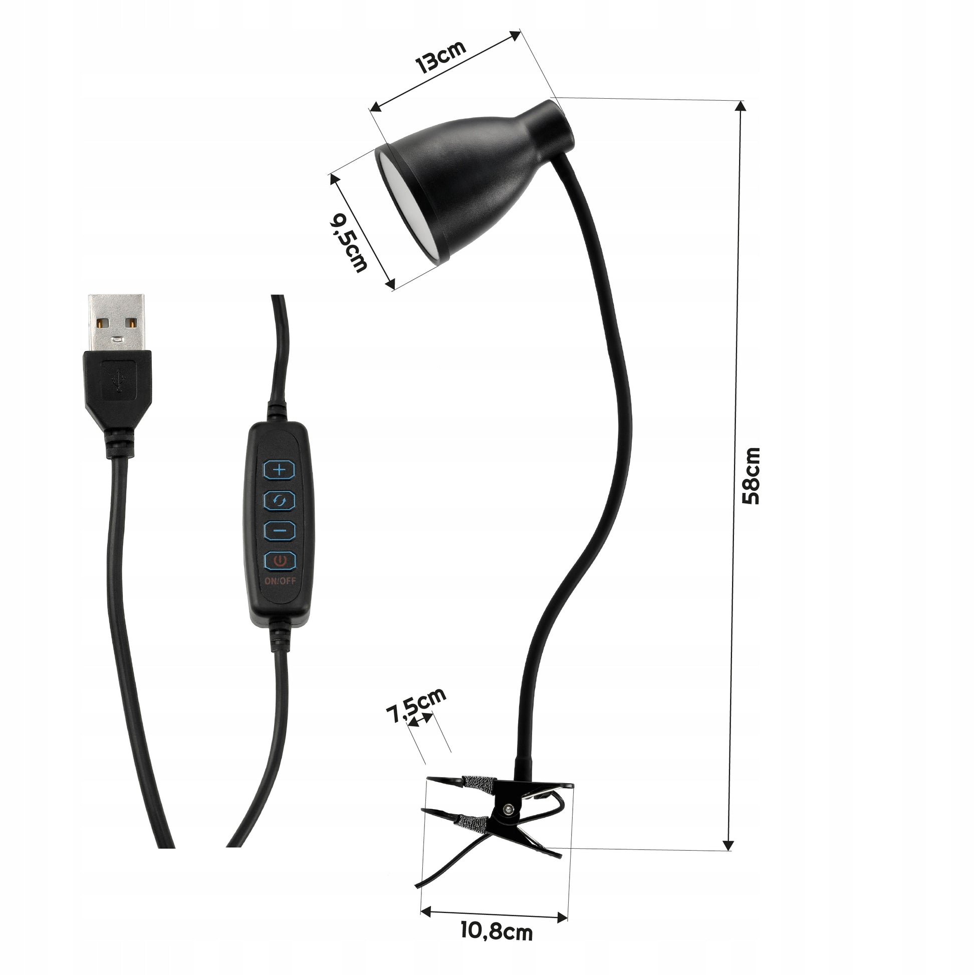 LED stalinė lempa su spaustuku, pritemdoma, 40xLED