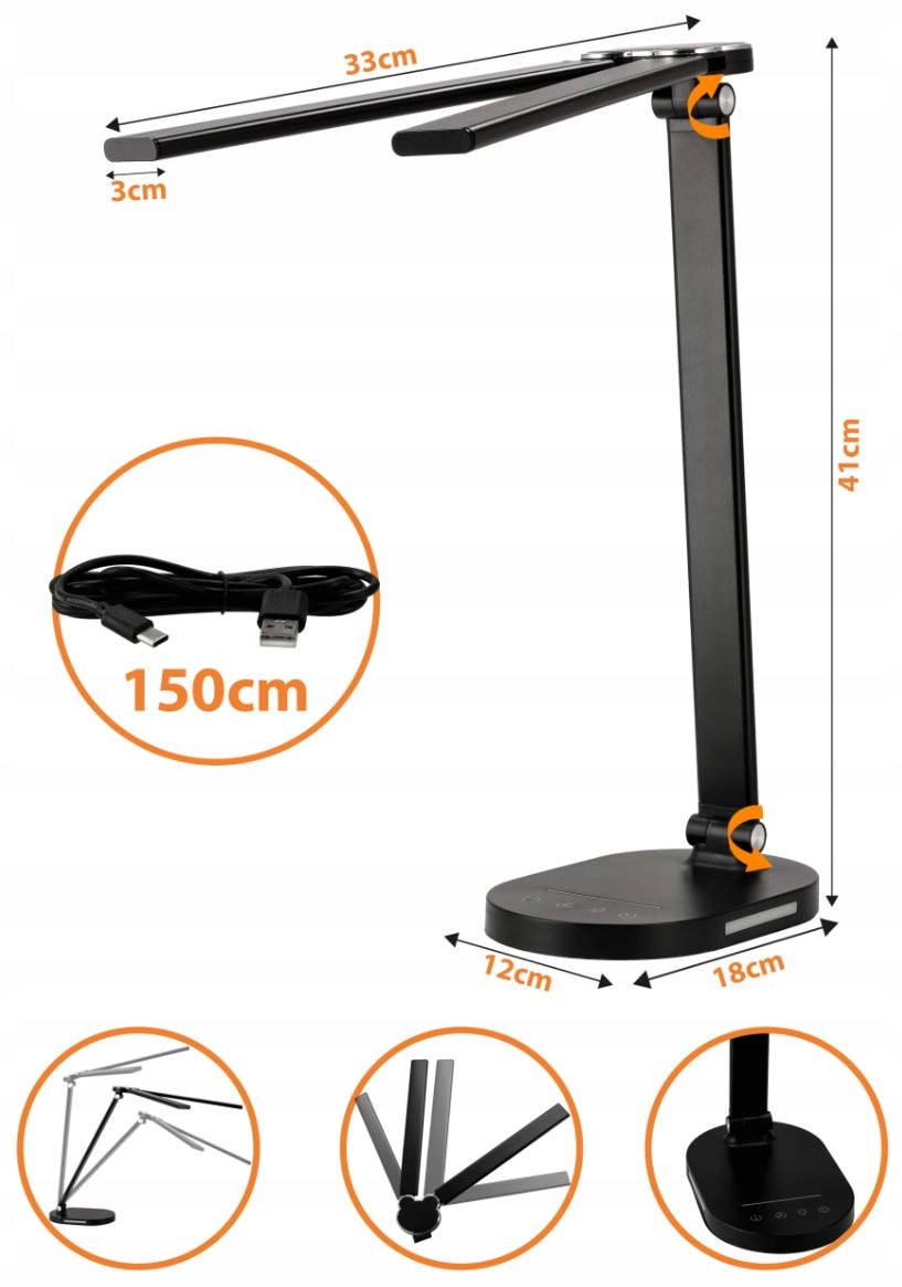 Stalinė LED lemputė, lietimui jautri, 3 spalvos skaitymui, dviguba 15W