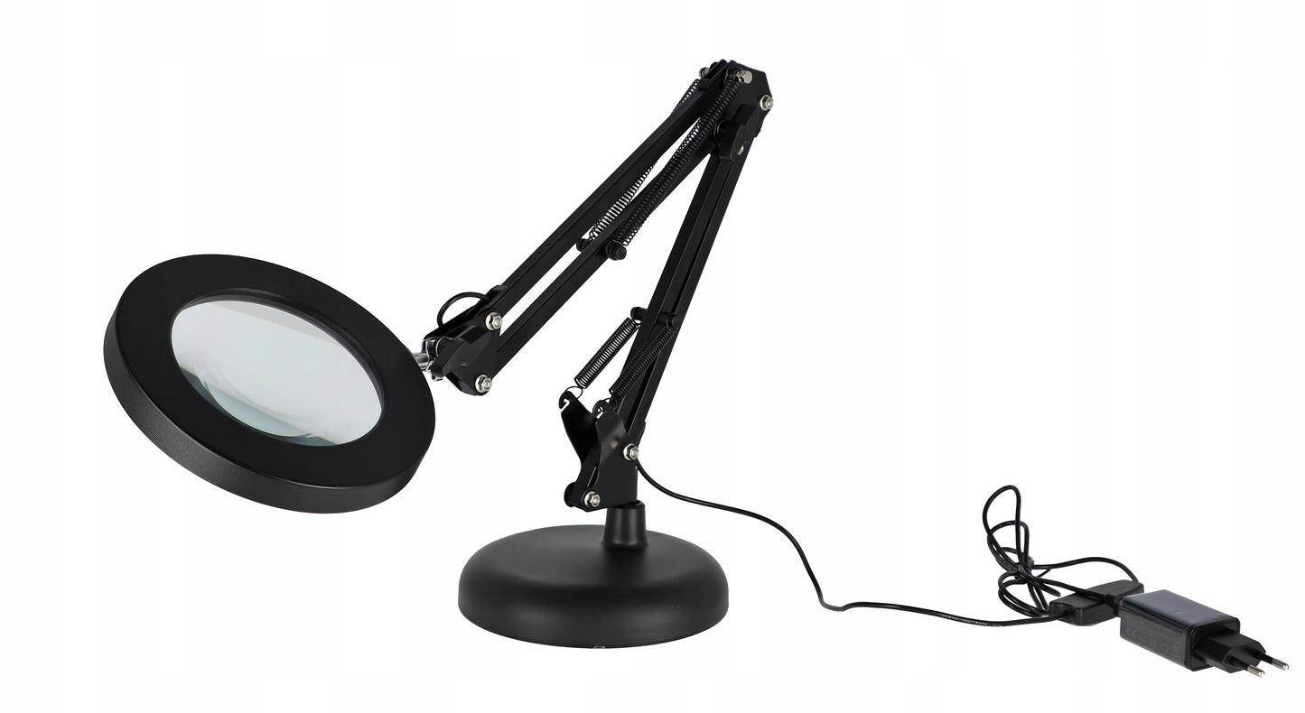 Stalinė LED lempa, kosmetinė lempa, reguliuojamas pritemdymas, didinamasis stiklas