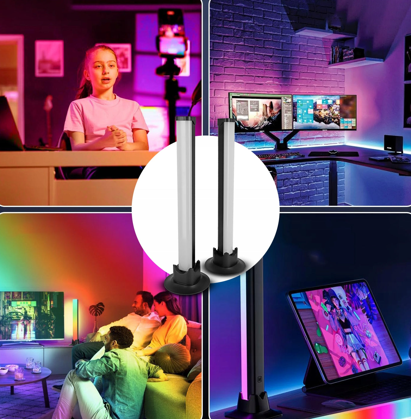 Stalinė LED RGB žaidimų lempa, šviesos juosta, aplinkos apšvietimas su nuotolinio valdymo pultu