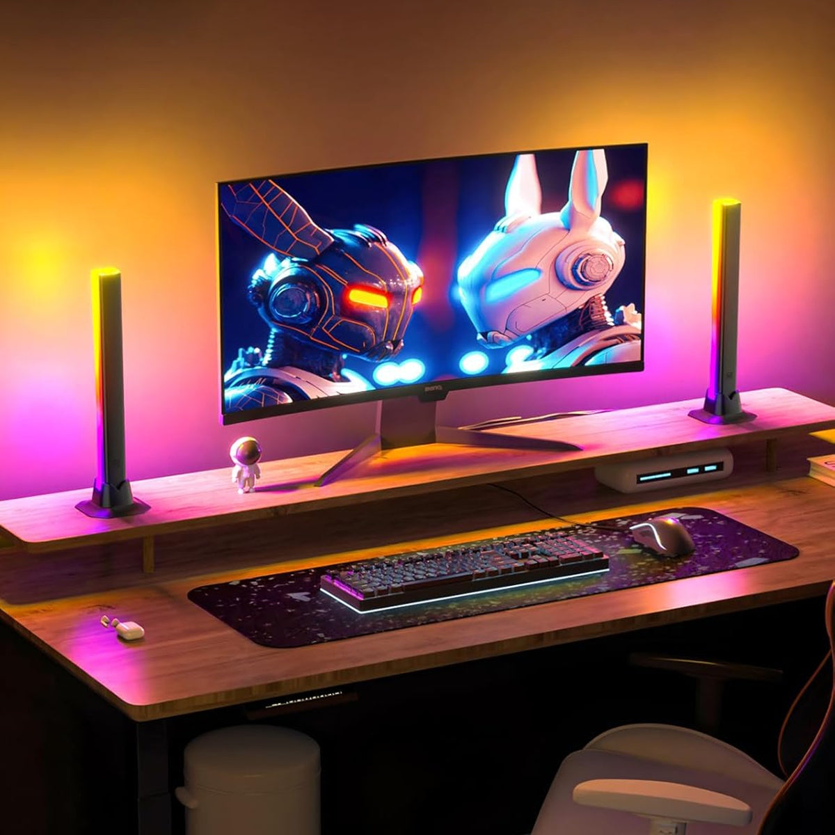 Stalinė LED RGB žaidimų lempa, šviesos juosta, aplinkos apšvietimas su nuotolinio valdymo pultu