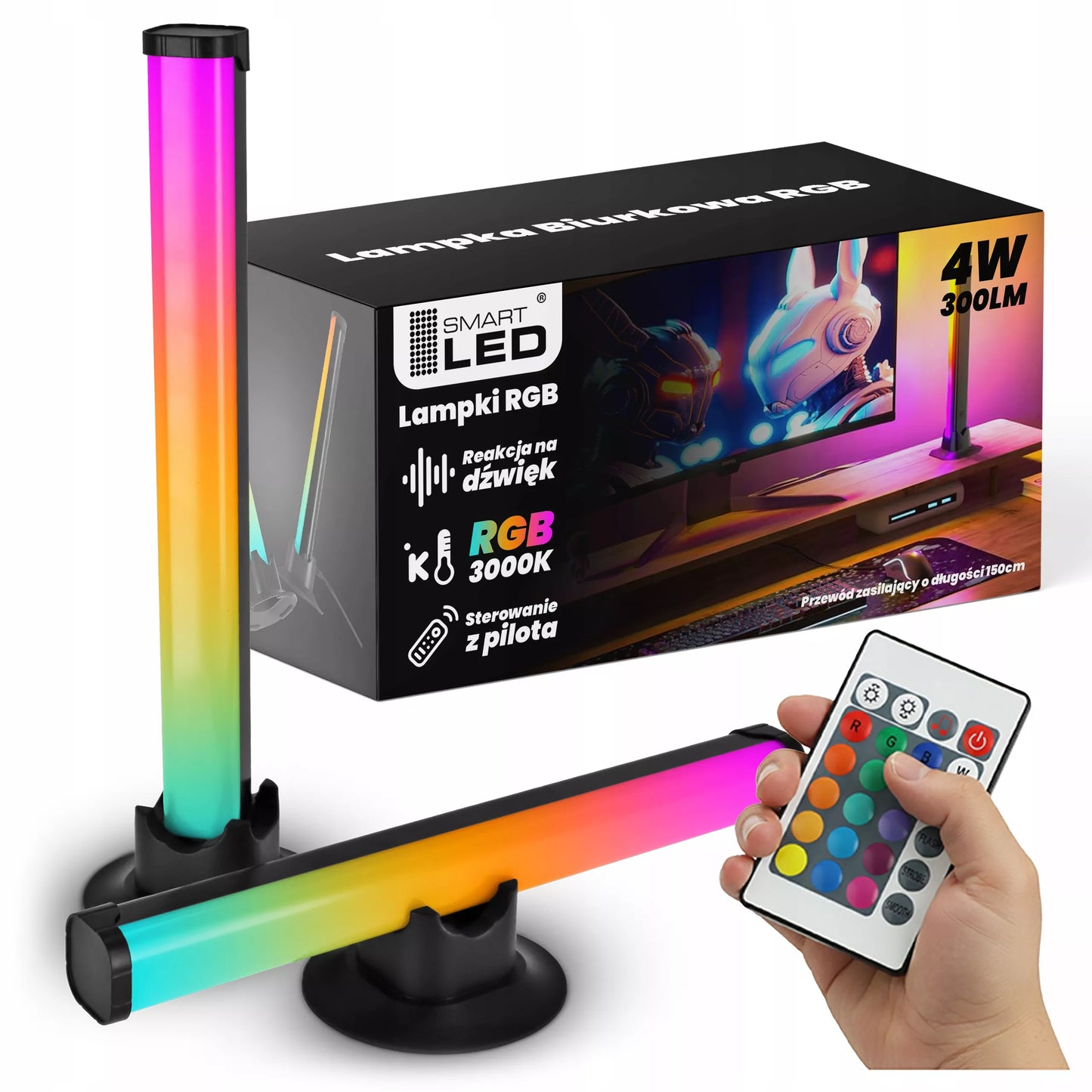 Stalinė LED RGB žaidimų lempa, šviesos juosta, aplinkos apšvietimas su nuotolinio valdymo pultu
