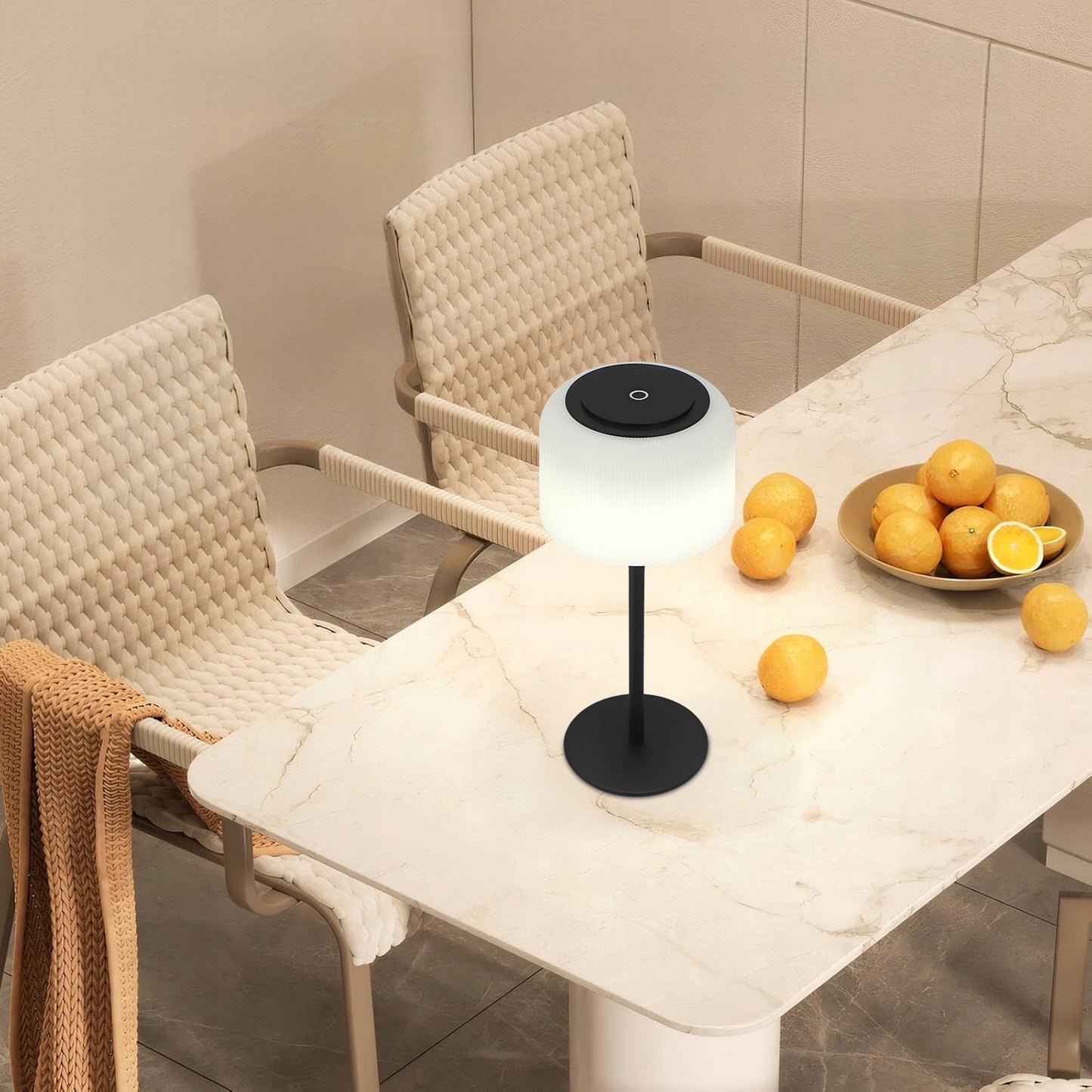 LED stalinė lemputė su lietimu, įkraunama, su pritemdikliu ir 3 spalvomis sodui