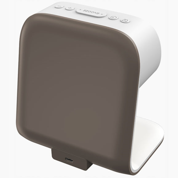 LED stalinė naktinė lemputė su Qi 15W belaidžiu įkrovikliu ir žadintuvu