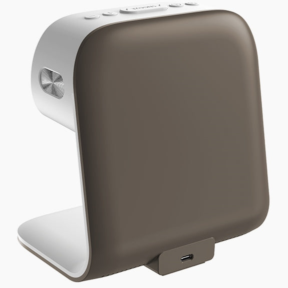 LED stalinė naktinė lemputė su Qi 15W belaidžiu įkrovikliu ir žadintuvu