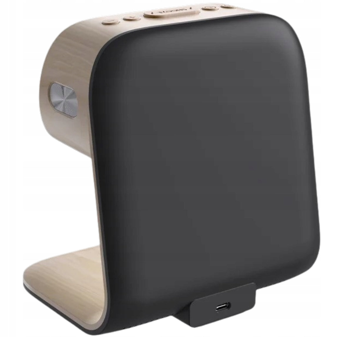 LED stalinė naktinė lemputė su Qi 15W belaidžiu įkrovikliu ir žadintuvu