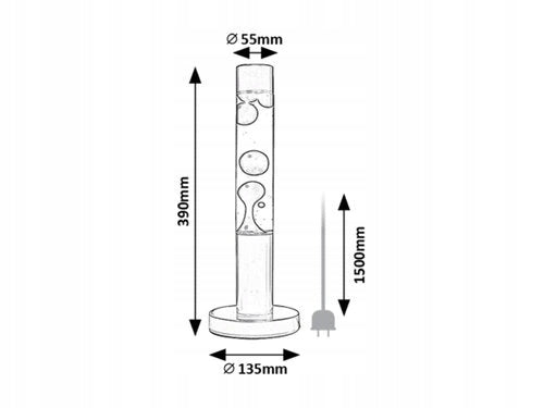 Stalinė/naktinė lemputė "Lava", juoda-raudona, 40 cm, su lempute Rabalux
