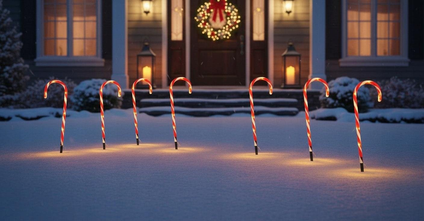 Kalėdinės LED lemputės "Saldainio lazdelės" 6 vnt. Sodo girlianda, papuošalas, dekoracija