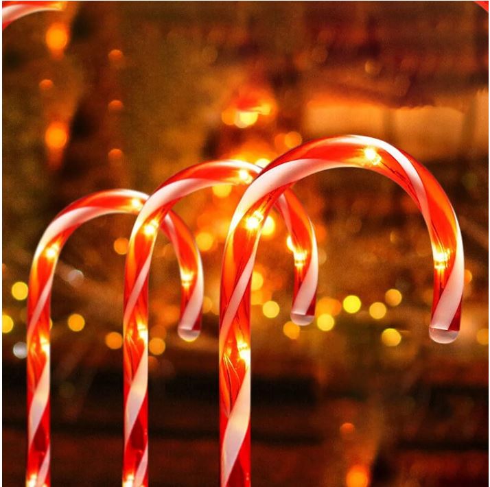 Kalėdinės LED lemputės "Saldainio lazdelės" 6 vnt. Sodo girlianda, papuošalas, dekoracija