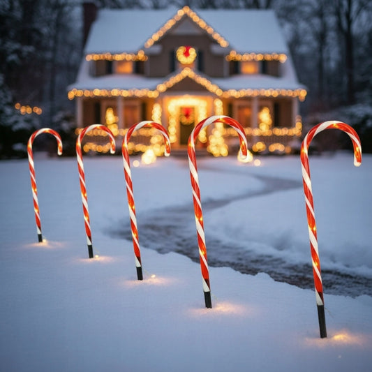 Kalėdinės LED lemputės "Saldainio lazdelės" 6 vnt. Sodo girlianda, papuošalas, dekoracija
