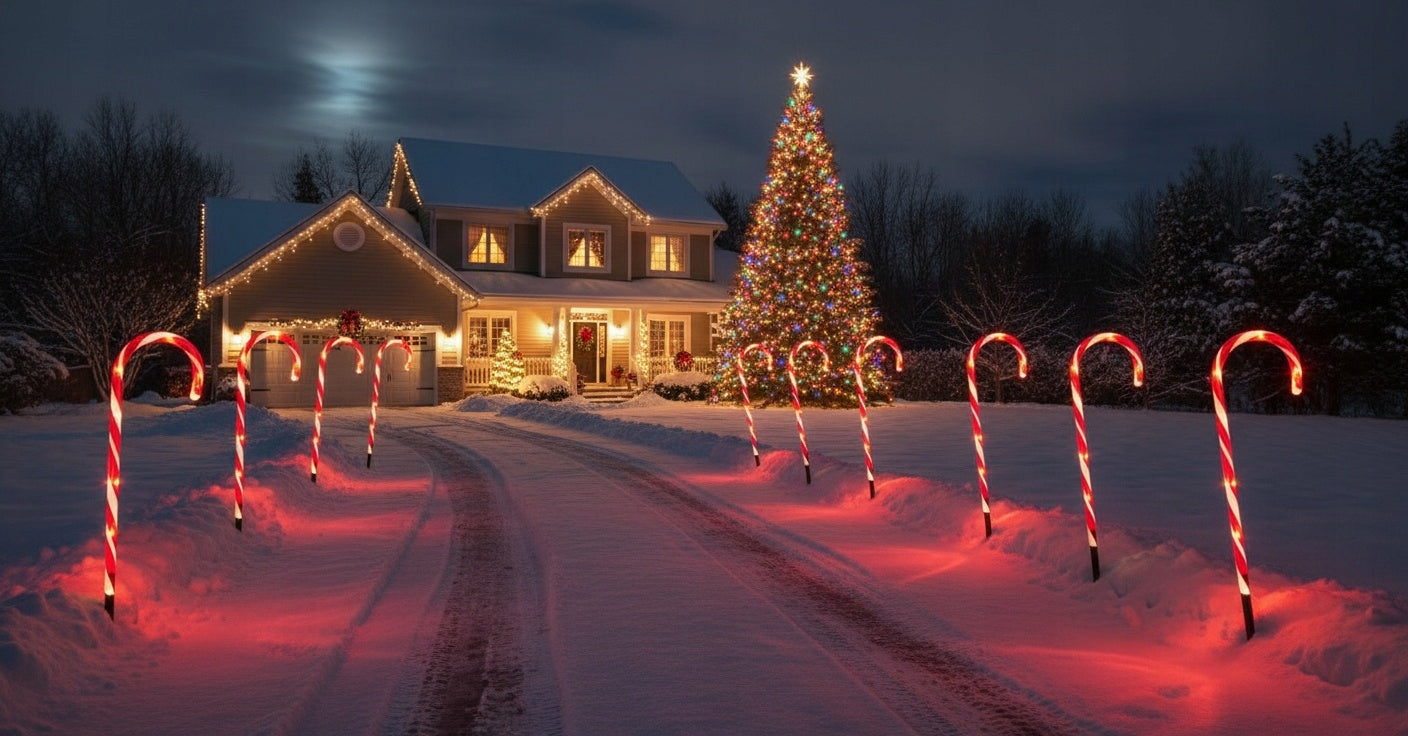 Kalėdinės LED lemputės "Saldainio lazdelės" 6 vnt. Sodo girlianda, papuošalas, dekoracija