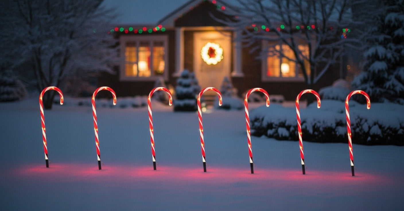 Kalėdinės LED lemputės "Saldainio lazdelės" 6 vnt. Sodo girlianda, papuošalas, dekoracija